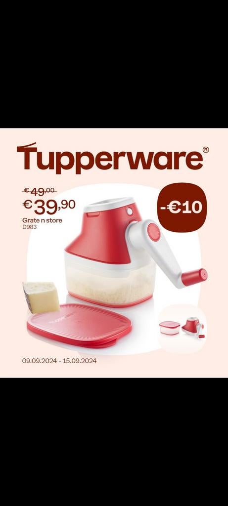 Nieuwe kaasmolen van tupperware, Enlèvement ou Envoi, Neuf