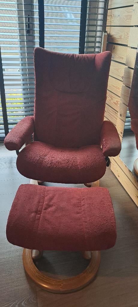 Stressless relax met voetbankje, Huis en Inrichting, Fauteuils, Ophalen, Gebruikt, Stof