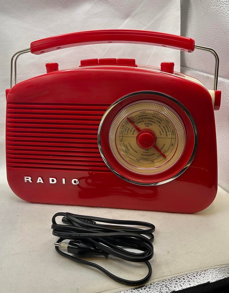 Retro Portable AM/FM Radio - Red Vintage 50s Style, Enlèvement ou Envoi, Comme neuf, Radio