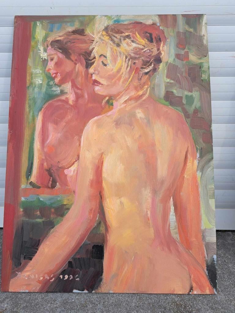 Huile sur panneau femme nue signe tony reniers, Enlèvement ou Envoi