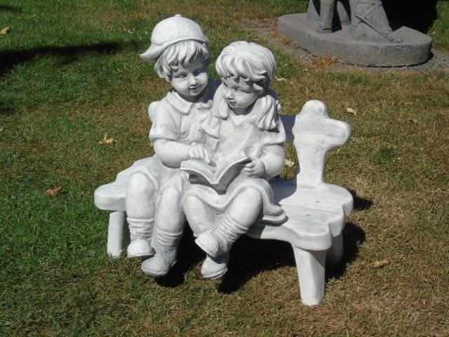 statue deux enfants assis en pierre, Enlèvement, Neuf, Pierre, Autres types