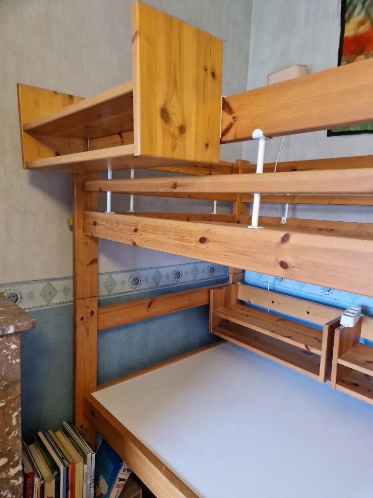 Lit mezzanine, Kinderen en Baby's, Kinderkamer | Stapelbedden en Hoogslapers, Ophalen, Gebruikt, Hoogslaper