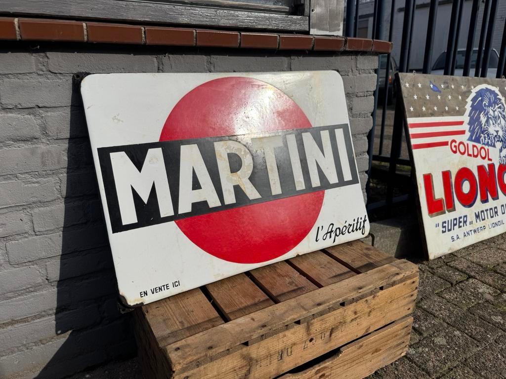 MARTINI oud origineel emaille reclamebord, Verzamelen, Ophalen, Gebruikt, Reclamebord