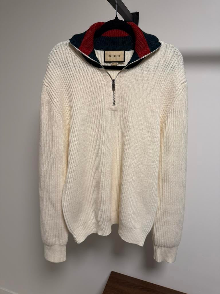 Pull en laine Gucci à rayures Web taille L, Vêtements | Hommes, Pulls & Vestes, Comme neuf, Taille 52/54 (L), Blanc, Enlèvement ou Envoi