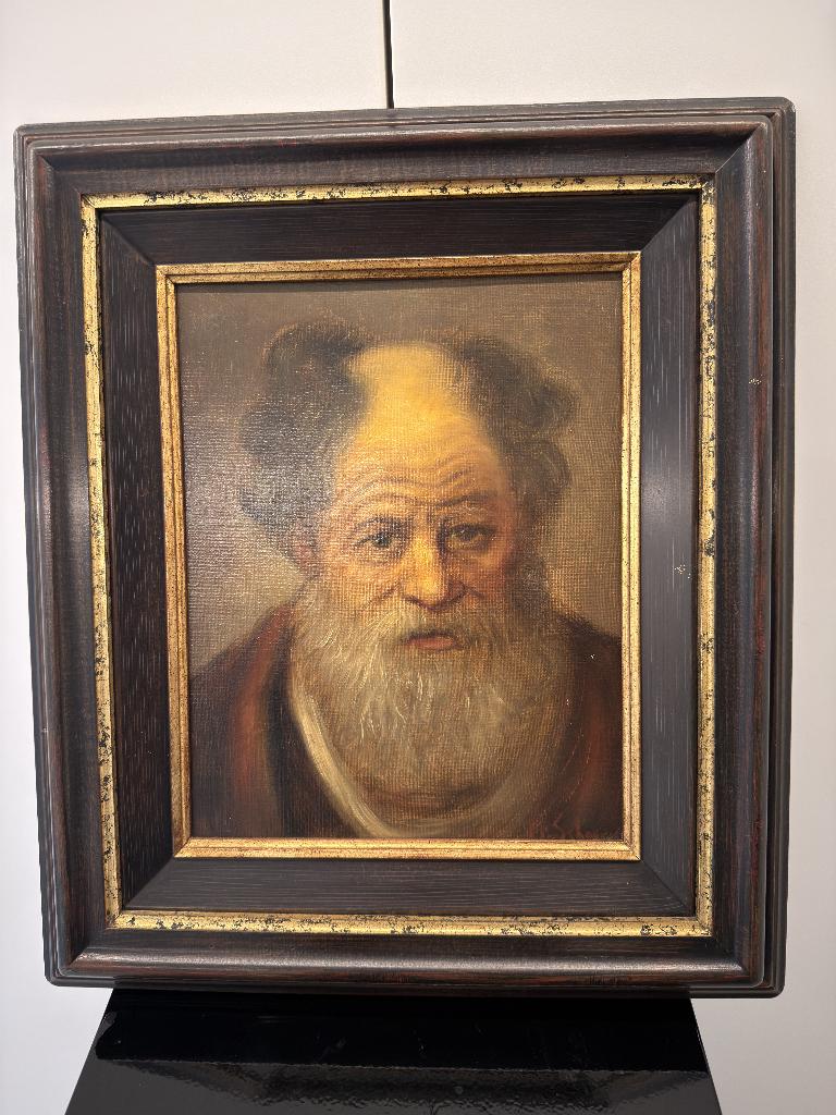 Peinture sur toile signée - Vieil homme, Enlèvement