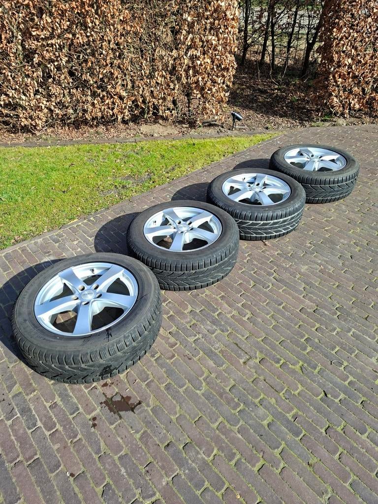 Winterbanden op alu velg Dezent 7 1/2x17 5x112 naafgat 70,2m, Auto diversen, Wieldoppen, Ophalen, Zo goed als nieuw