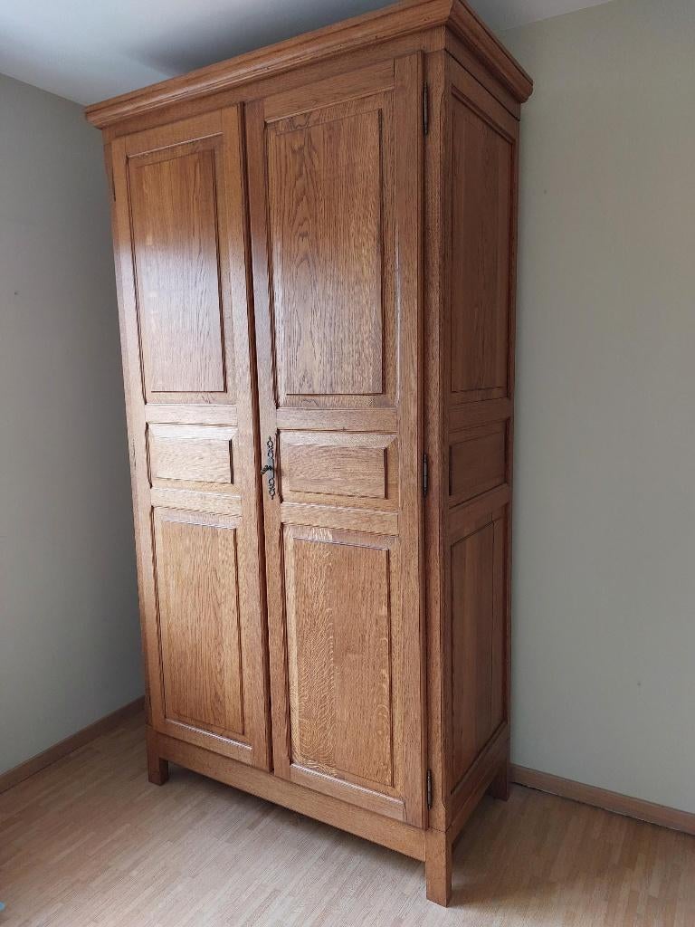 Massief eiken 2-deurs kleerkast, Huis en Inrichting, Kasten | Kleerkasten, Ophalen, Met deur(en), Gebruikt, 200 cm of meer