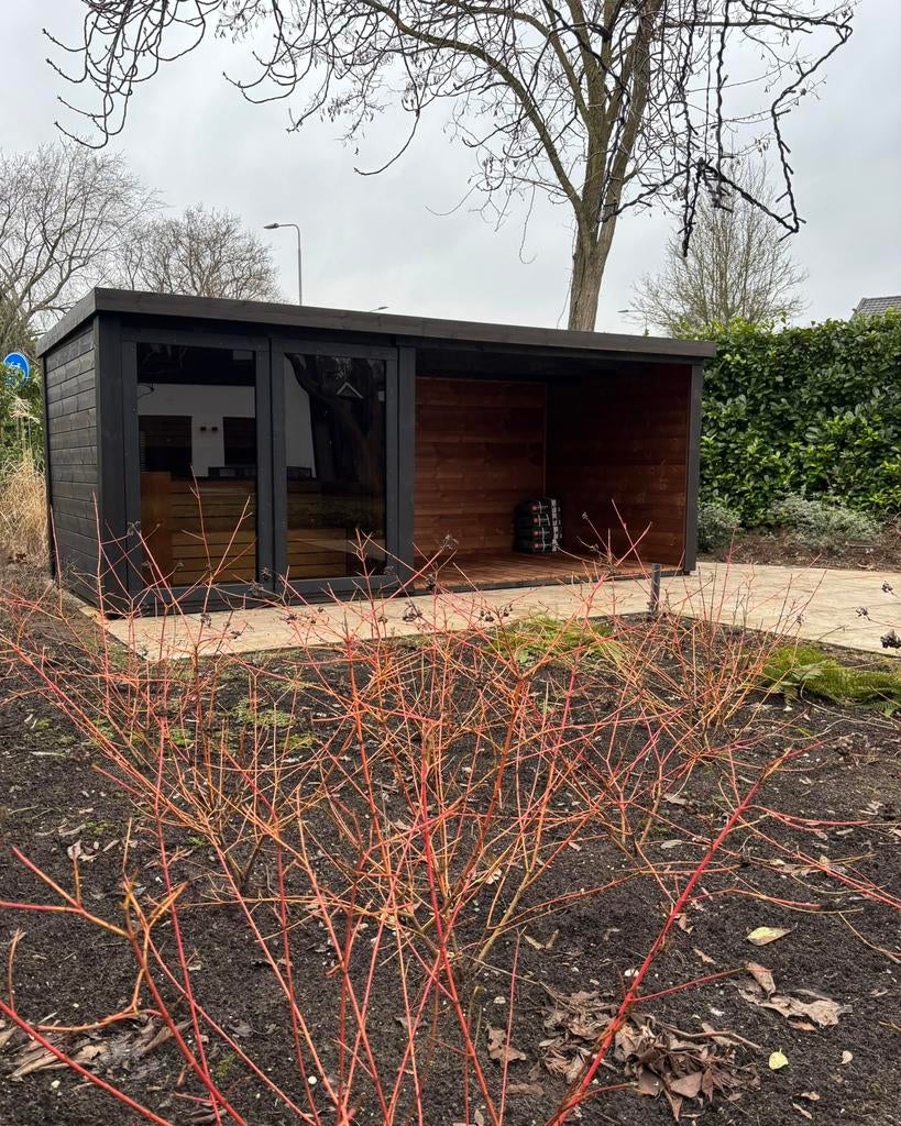 Thermowood buitensauna met overkapping tuinsauna sauna, Sport en Fitness, Sauna, Nieuw, Complete sauna, Fins of Traditioneel, Ophalen of Verzenden