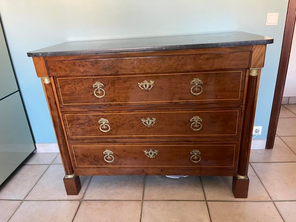 Commode ancienne merisier, Maison & Meubles, 3 ou 4 tiroirs, 100 à 150 cm, Enlèvement, Utilisé