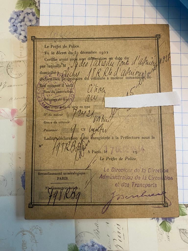 Carte Grissen de la Citroën AC4 oldtimer d'avant-guerre, Autos : Divers, Modes d'emploi & Notices d'utilisation, Enlèvement ou Envoi