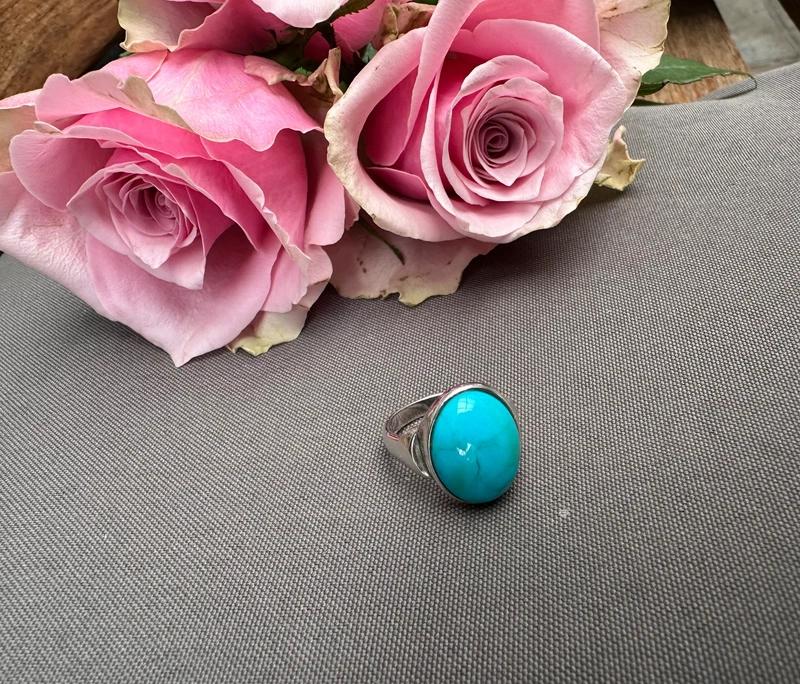 Bague argent avec turquoise, Bijoux, Sacs & Beauté, Enlèvement ou Envoi, Comme neuf, Argent, Argent