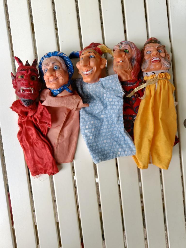 Vintage poppenkast handpoppen, Enfants & Bébés, Jouets | Poupées, Comme neuf, Autres types, Enlèvement ou Envoi