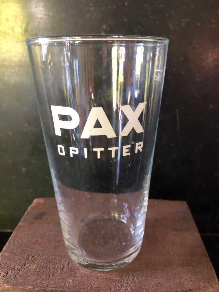 pax opitter bierglasglas/ BOERKE  oude versie 12,7 cm, Verzamelen, Ophalen of Verzenden, Gebruikt, Glas of Glazen, Overige merken
