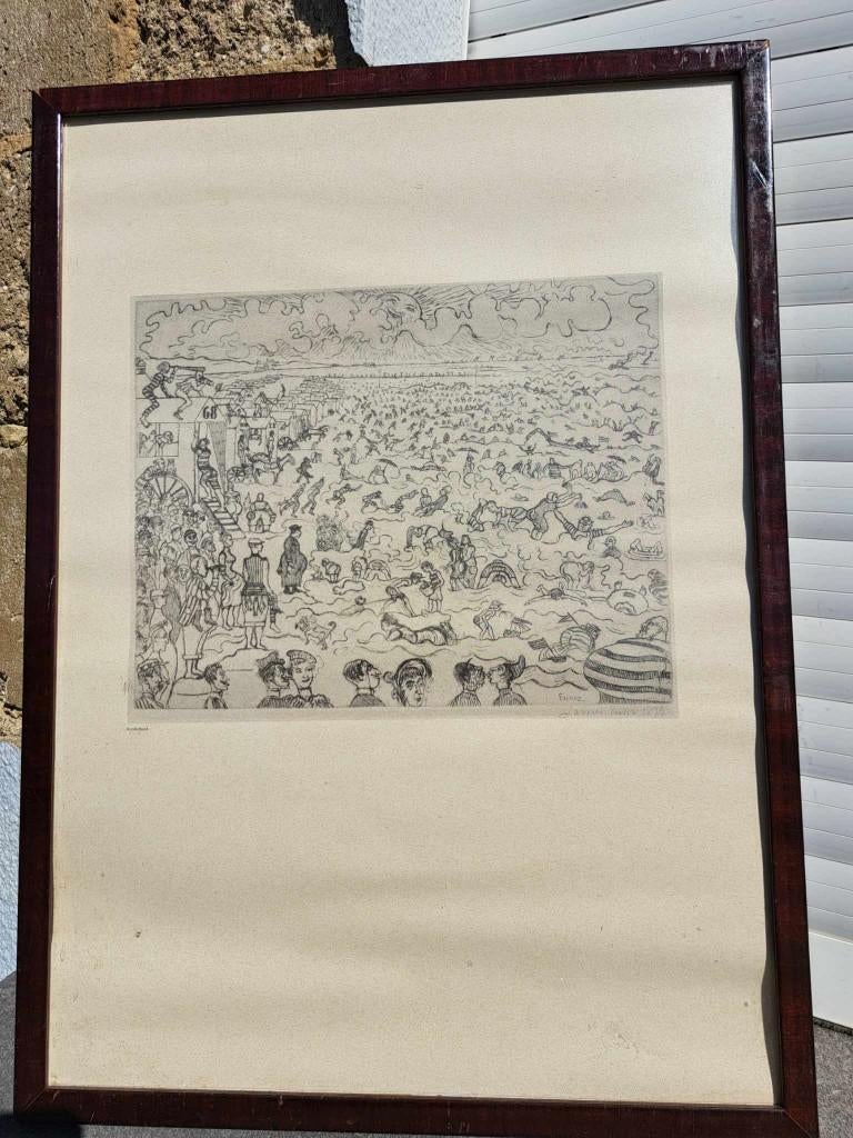 lithographie signe james ensor, Antiek en Kunst, Ophalen of Verzenden
