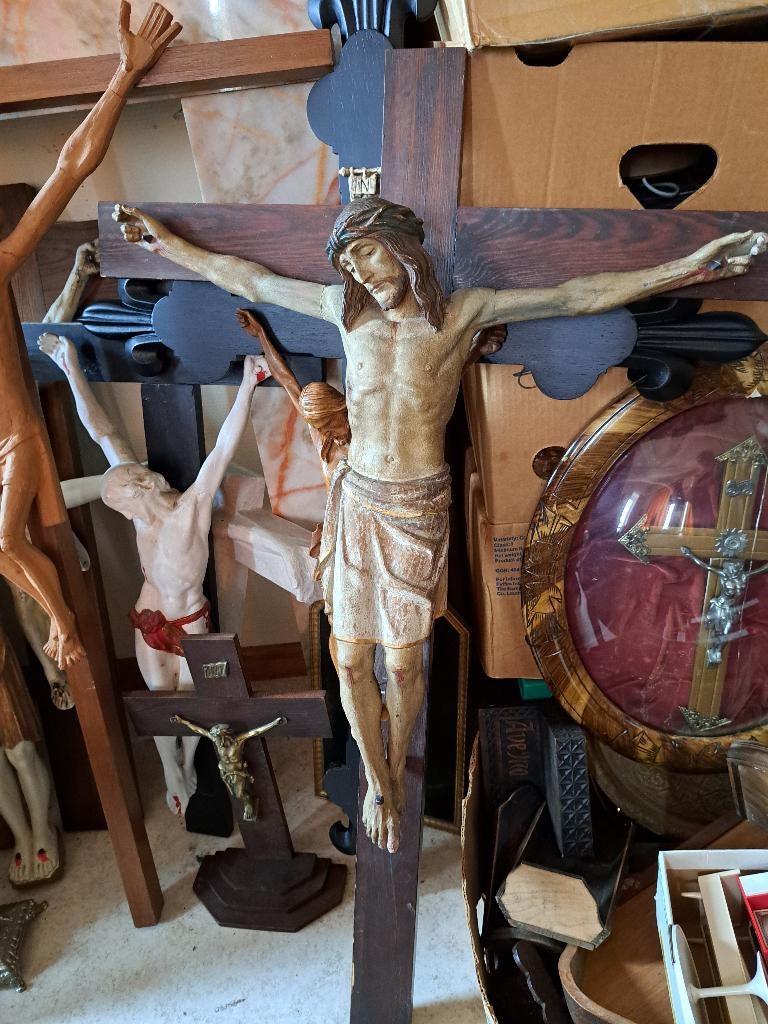 Unieke Kerk Klooster Verzamel  Wand  Staande Kruisbeelden, Ophalen