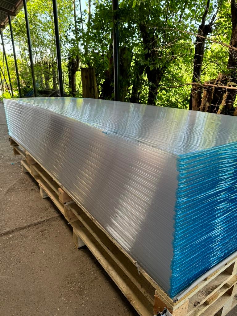 Nieuwe polycarbonaat kanaalplaten 16mm helder en opaal wit, Doe-het-zelf en Bouw, Platen en Panelen, Ophalen, Nieuw