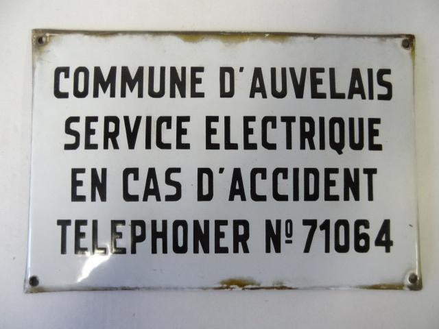 Plaque émaillée commune d' Auvelais, Enlèvement ou Envoi