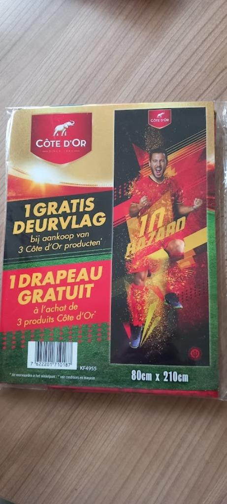 Drapeau de porte des Red Devils. Eden Hazard. Nouveau. 210 x, Collections, Enlèvement ou Envoi, Neuf, Fanion ou Écharpe