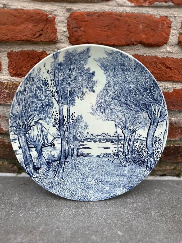 Blauw bord sierbord Delft blauw wandbord, Enlèvement ou Envoi