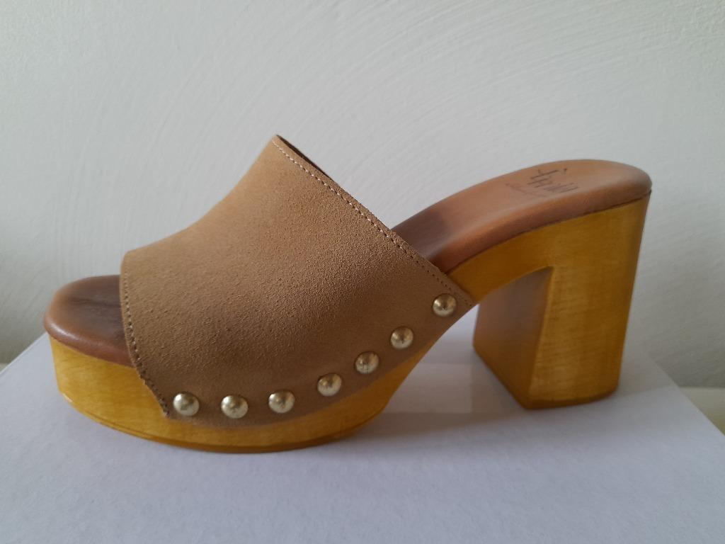 Schoenen E Mia - retro muiltjes 39 - Nieuw!, Kleding | Dames, Schoenen, Nieuw, Sandalen of Muiltjes, Bruin, Ophalen of Verzenden