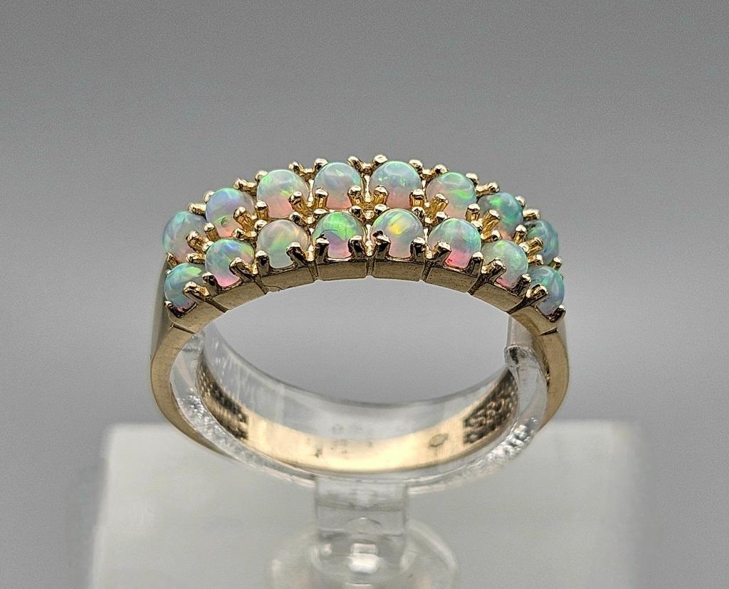 Bague vintage en or avec pierre précieuse opale. 2024/624., Enlèvement ou Envoi, Autres couleurs, 18 à 19, Comme neuf