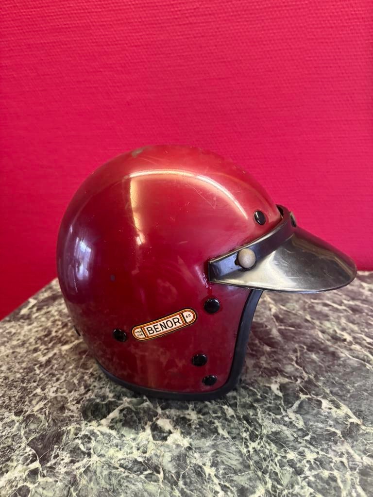 Vintage bromfietshelm, Fietsen en Brommers, Ophalen, Gebruikt