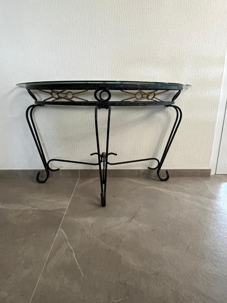 Console en fer et verre, Comme neuf, Verre, Enlèvement, Classique