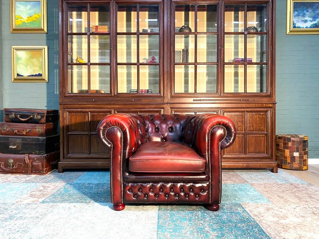 Engels Chesterfield club zetel Oxblood rood, Enlèvement ou Envoi