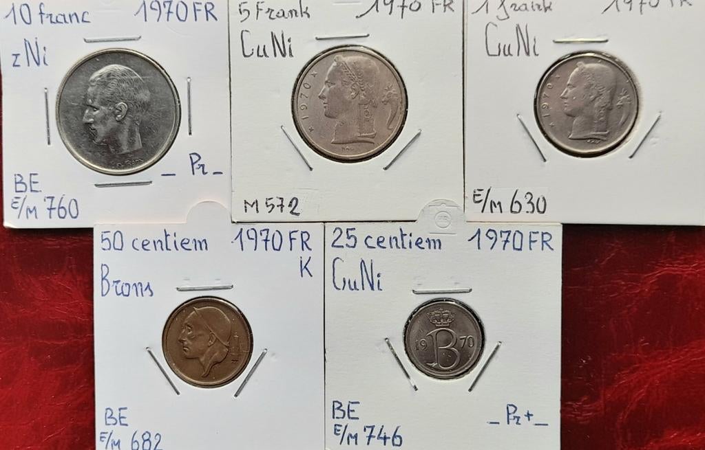 Belgique 1970 reeks van 5 munten     (925), Ophalen of Verzenden, Setje