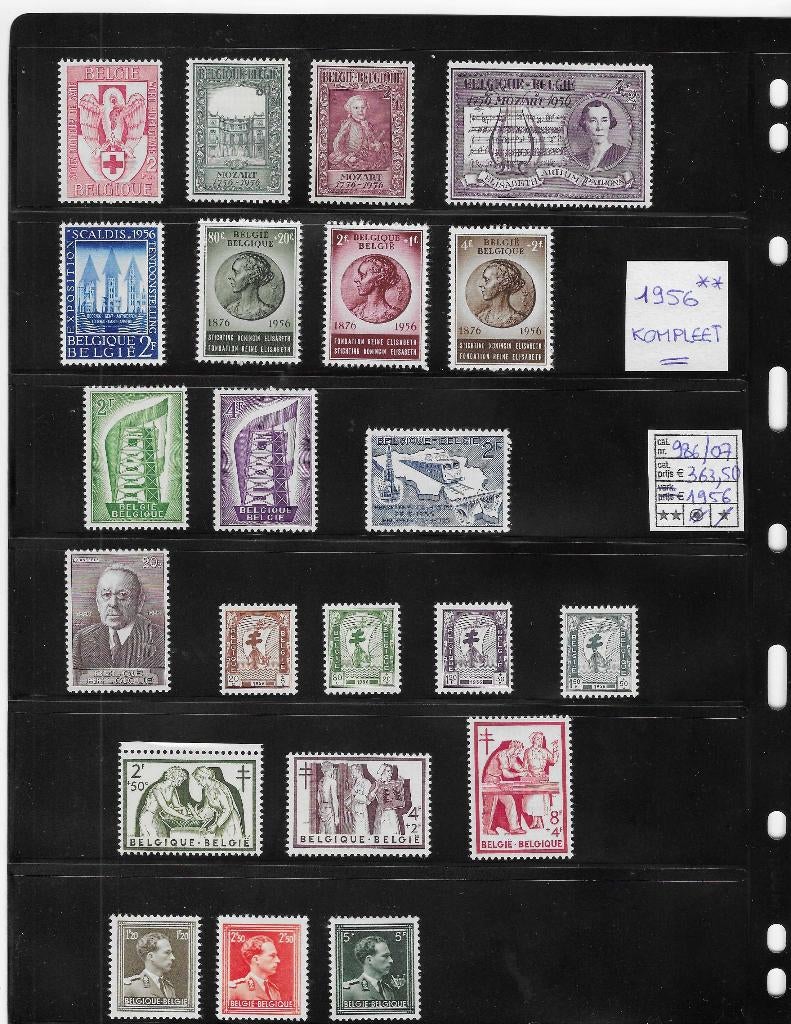 België Jaar 1956 ** kompleet, Frankeerzegel, Ophalen of Verzenden, Zonder stempel, Postfris
