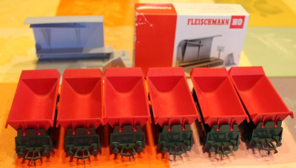 Fleischmann HO 6 wagons 5500 kipper + 6481 stortbak, Hobby en Vrije tijd, Gebruikt, Gelijkstroom, Fleischmann, Wagon