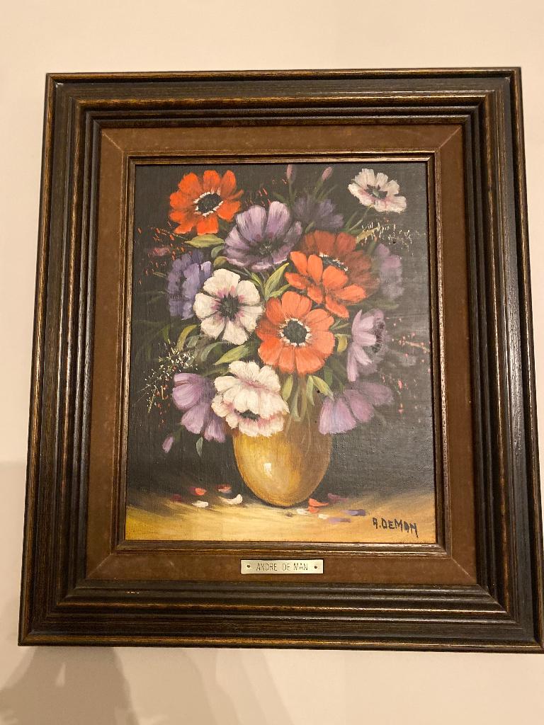 bloemen portret André De Man, Antiek en Kunst, Ophalen