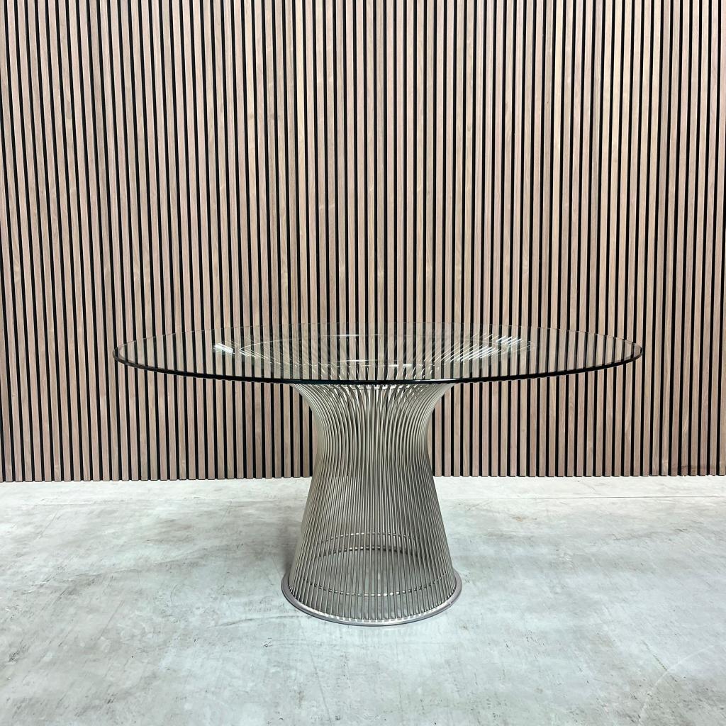 Knoll Warren Platner eettafel - glas/nikkel - 135cm, Ophalen of Verzenden