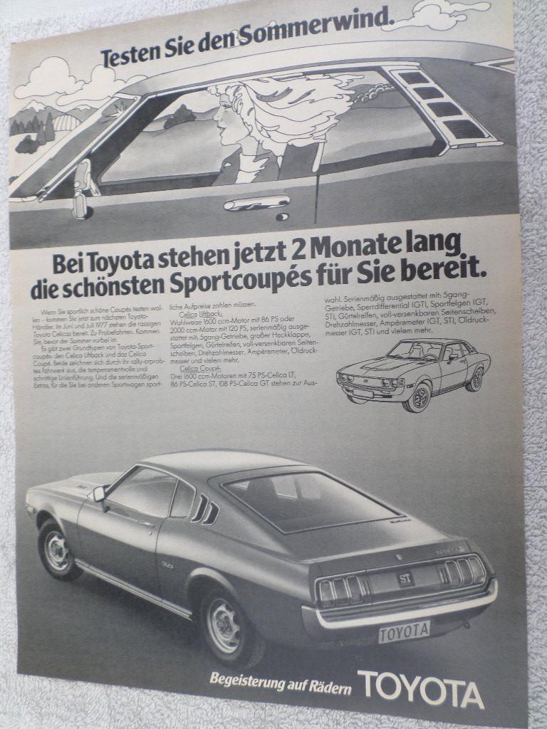 Toyota Celica Mk 1 Advertentie, Ophalen of Verzenden, Toyota