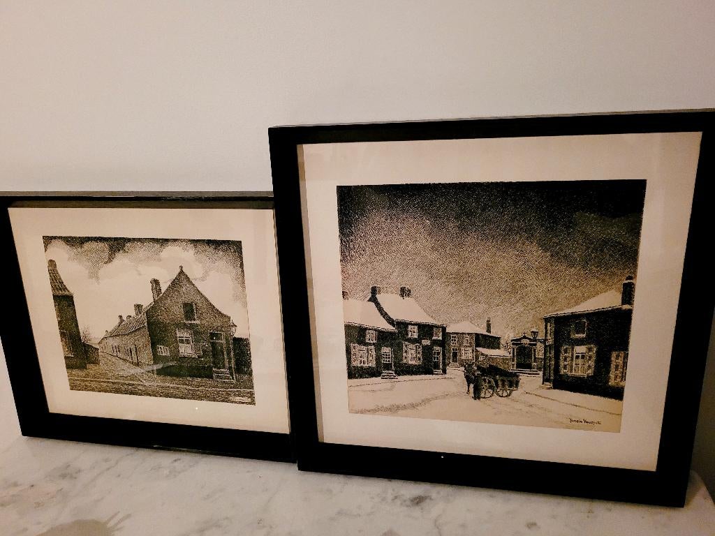 Tableaux dessins plume sur papier Romain Vandycke, Enlèvement