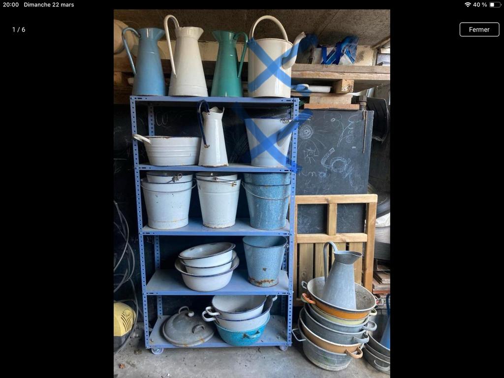 Sceaux, bassines, pots , cruches émail galva, Jardin & Terrasse, 40 à 70 cm, Enlèvement, Utilisé, Intérieur