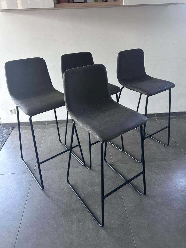 Chaises de bar/tabouret de bar (4 pièces) à l'état neuf, Maison & Meubles, Tabourets de bar, Enlèvement, Comme neuf, Métal