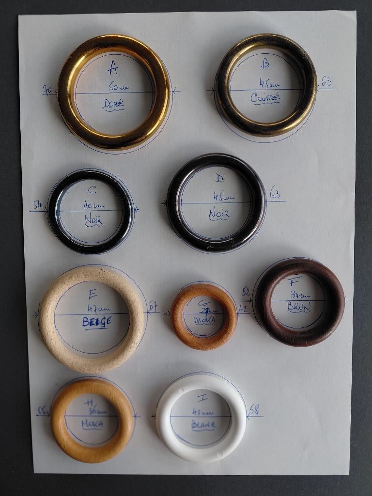 Anneaux pour tentures et rideaux, Enlèvement ou Envoi, Bois, plastique, métal, Moins de 100 cm, Blanc