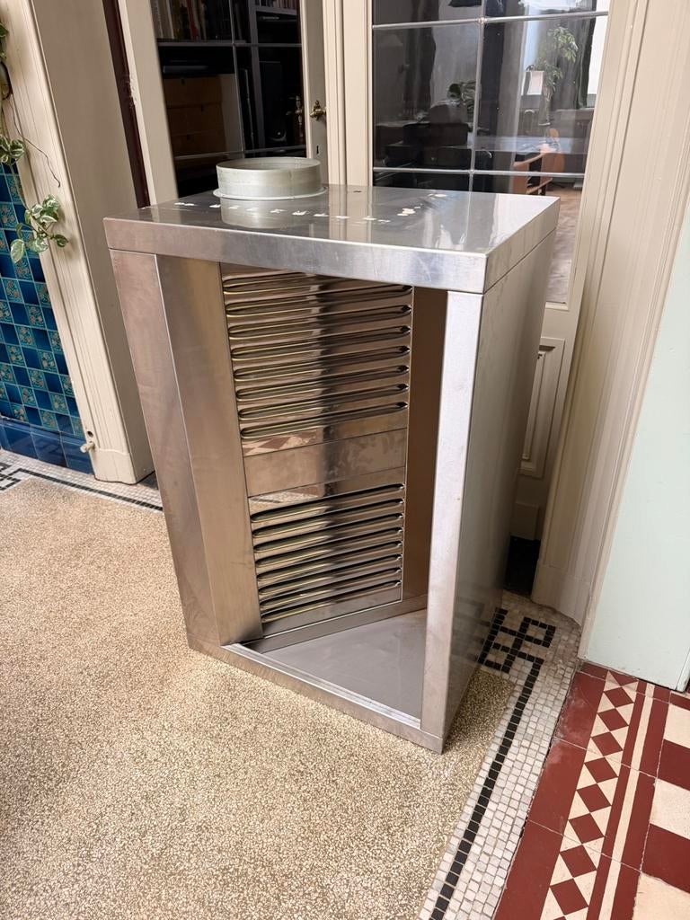 Industriële RVS dampkap met externe motor, Elektronische apparatuur, Afzuigkappen, Ophalen, Gebruikt, Inbouw, Wandschouwkap