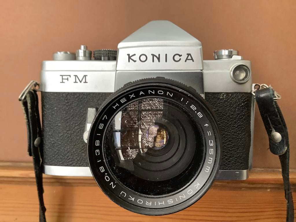 Konica FM vintage spiegelreflex + Hexanon 35mm lens, Ophalen, Gebruikt, Spiegelreflex, Konica