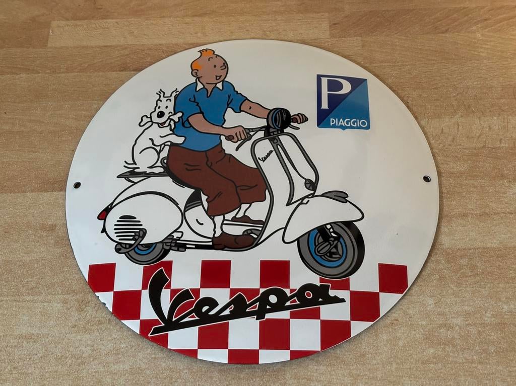 Emaille bord van Kuifje met een diameter van 30 cm, Ophalen of Verzenden