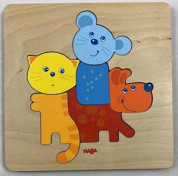 Puzzle à insérer en bois Haba Puzzle Pets Jako-o, 6 pièces, Envoi, Moins de 10 pièces, Comme neuf, 6 mois à 2 ans