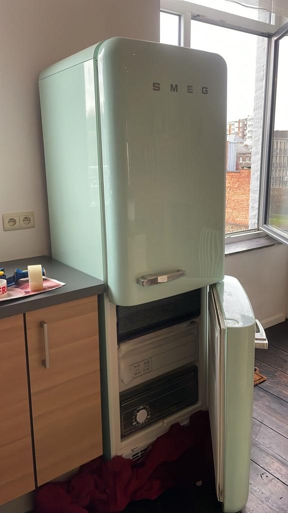Frigo + Congélateur SMEG vert pastel, Electroménager, Réfrigérateurs & Frigos, Avec compartiment congélateur, 160 cm ou plus, Enlèvement