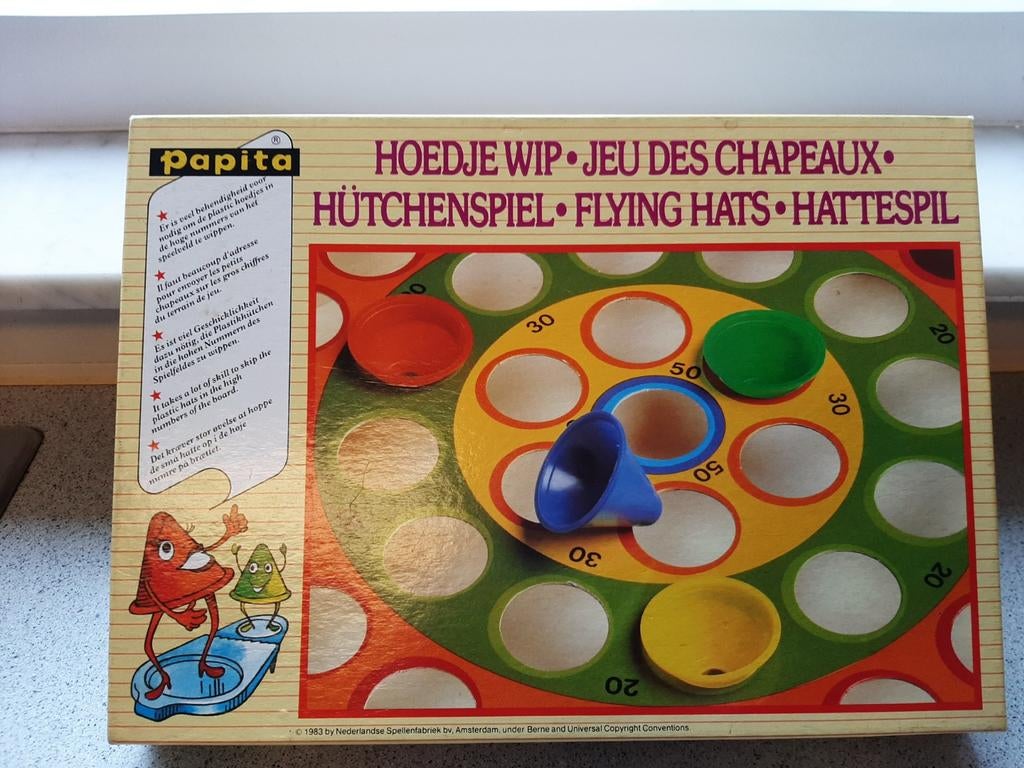 Papita Hoedje Wip spel – Flying Hats retro bordspel, Ophalen of Verzenden