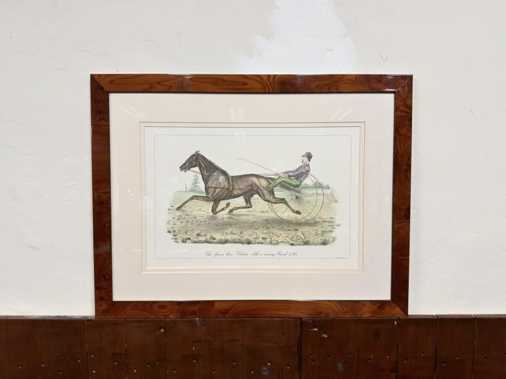 Antieke Engelse prent Ruiter in notenhouten lijst, Antiek en Kunst, Ophalen