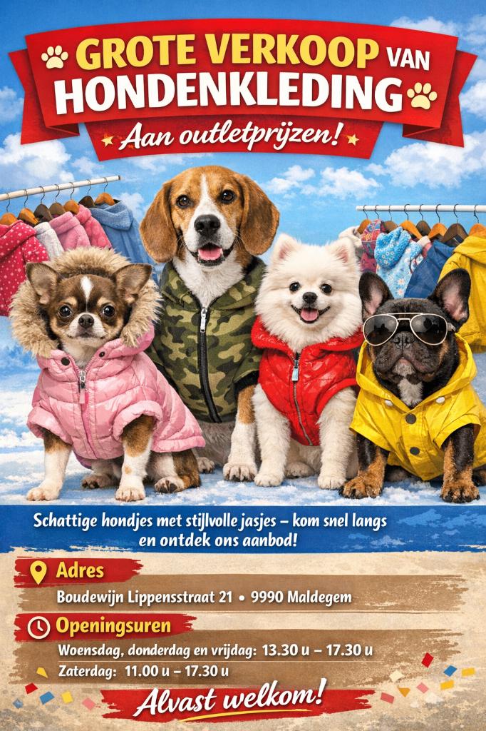 Grote verkoop hondenkleding aan outletprijzen., Dieren en Toebehoren, Hondenkleding, Ophalen, Nieuw, Hondenjas