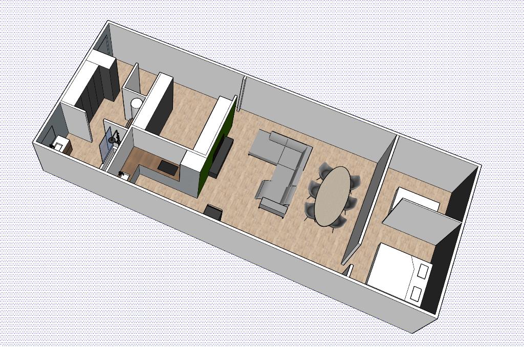 Woonunit/wooncontainer (2-3 slaapk)–90 m² + opslagunit 18 m², Enlèvement