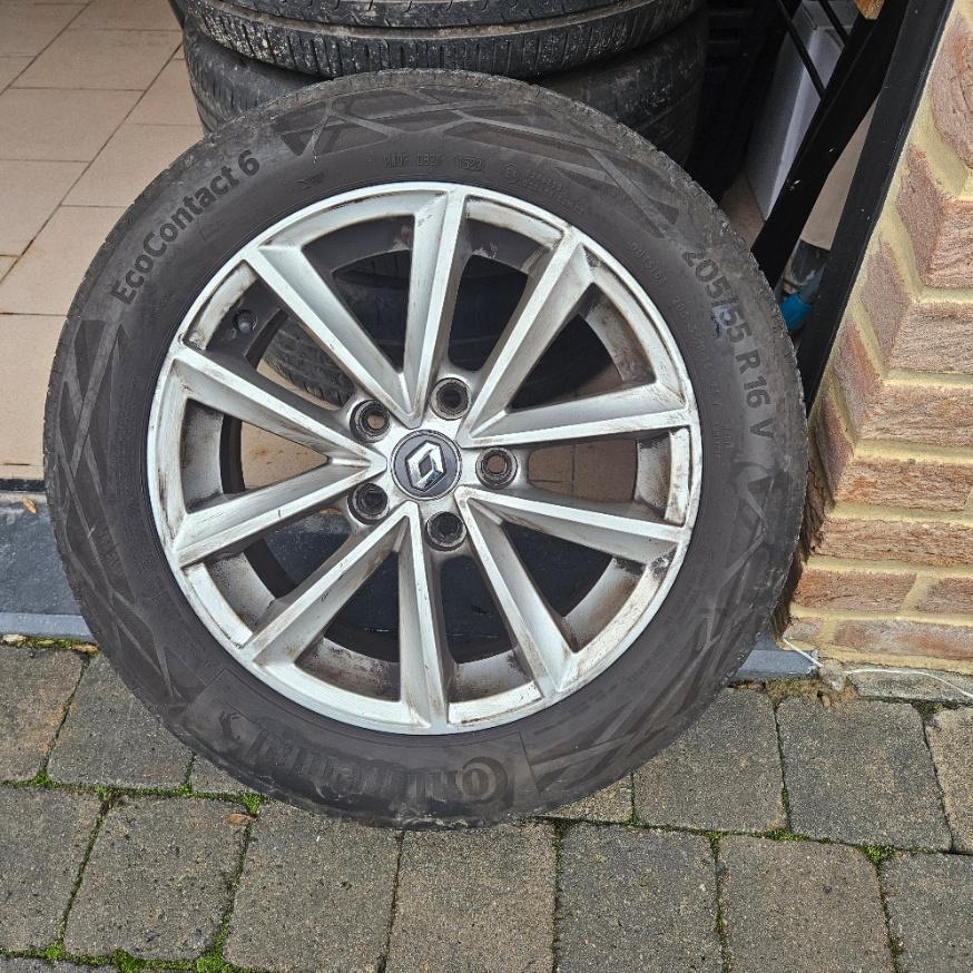 Jantes Alu Renault + pneus, Auto-onderdelen, Banden en Velgen, Velg(en), Zomerbanden, 16 inch, 205 mm, Overig, Gebruikt, Ophalen