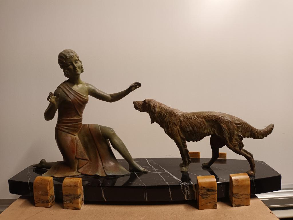 Groupe sculpté Art Déco - Signé Molins, Antiquités & Art, Enlèvement