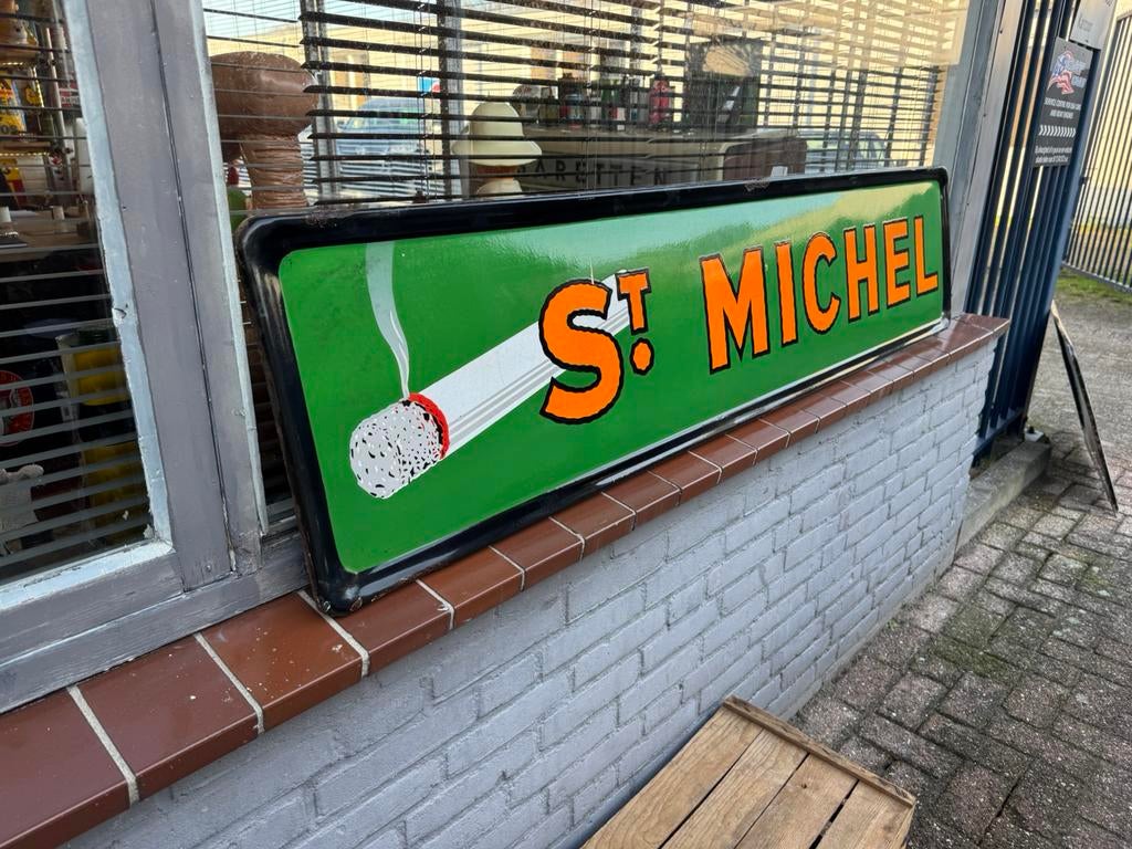 Panneau d'affichage émaillé Saint MICHEL 1949, Enlèvement, Utilisé, Panneau publicitaire